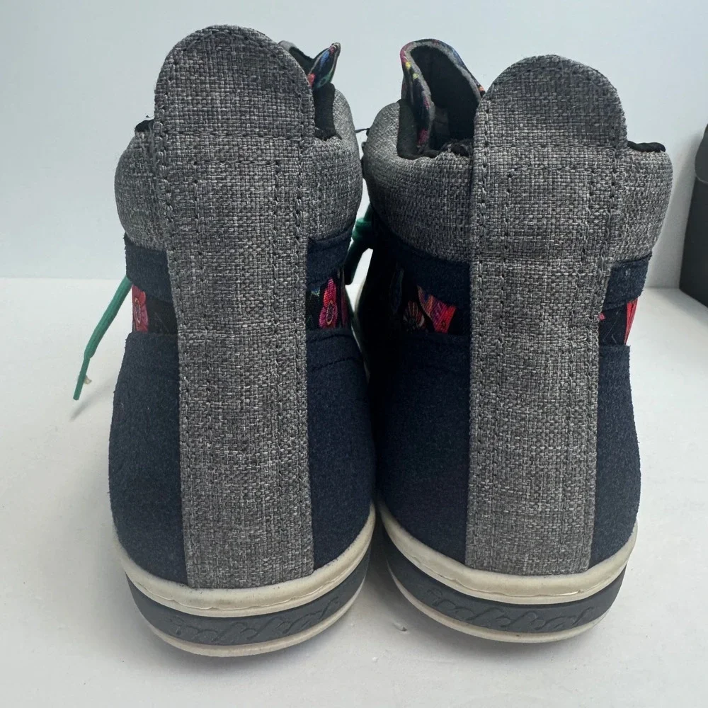 Inkkas Zocalo Camping Boot Mens 11‎ Navy Blue Canvas Bird Print SS210522 New